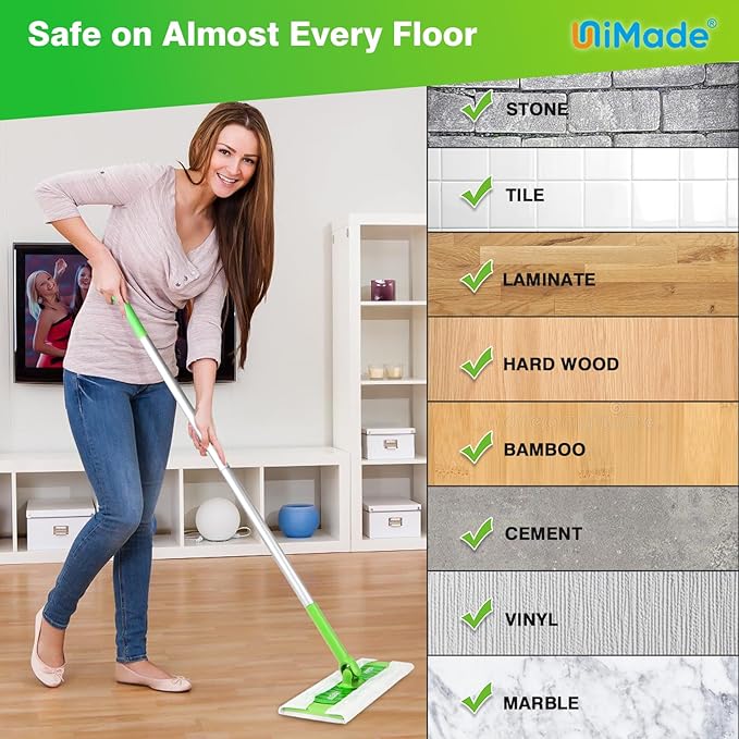 UNIMADE Dry Sweeping Cloths, 100 Count Mop Refill Compatible with Swiffer Sweeper - Disposable Duster Refills Mops for Cleaning Hardwood Floor Dust