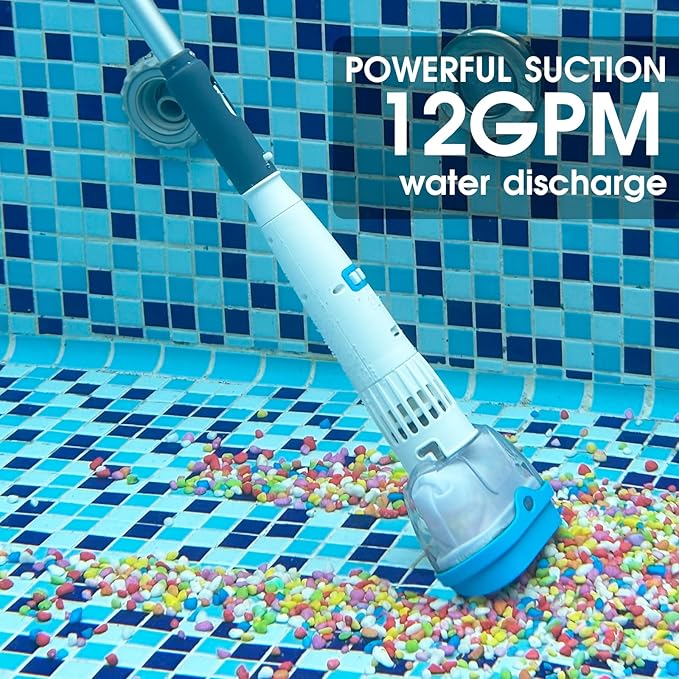 All in ONE Rechargeable Hot Tub Vacuum Cleaner for Spa - Magnetic Drive System, Ultra Fine Mesh Filter for Small Particle, Spot Cleaning for Above-Ground Inground Pools, 70 Mins (Blue)
