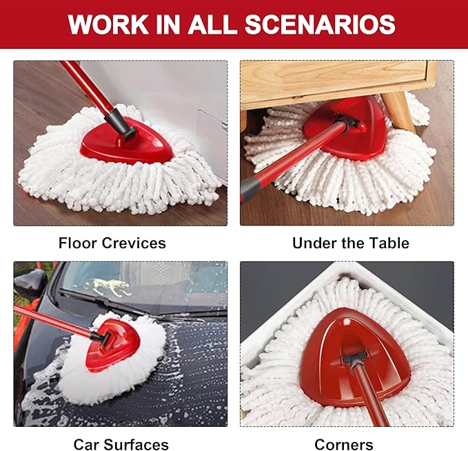7 Pack Mop Heads Replacement for O-Ceda Easy Wrin Spin Mop, Microfiber Spin Mop Refills, Easy Cleaning Mop Head Replacement (7pcs 1-Tank Mop White)