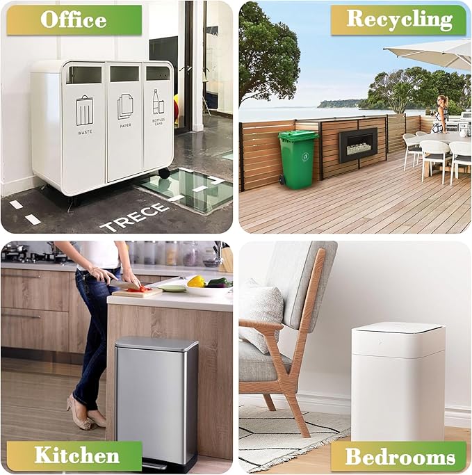 8 Gallon White-Trash-Bags Unscented Tall Kitchen - Large Plastic Garbage Bag With Handles 60Counts Recycling Office Car Medium Waste Basket Can Liner Thick Strong Acqkunlo