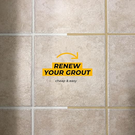 PentaUSA Tile Grout Repair Kit - Beige Grout Filler, Triple Protection, Fast Drying Formula Restores and Renews Joint Lines with Scraper (Beige, 8.8oz / 250gr)