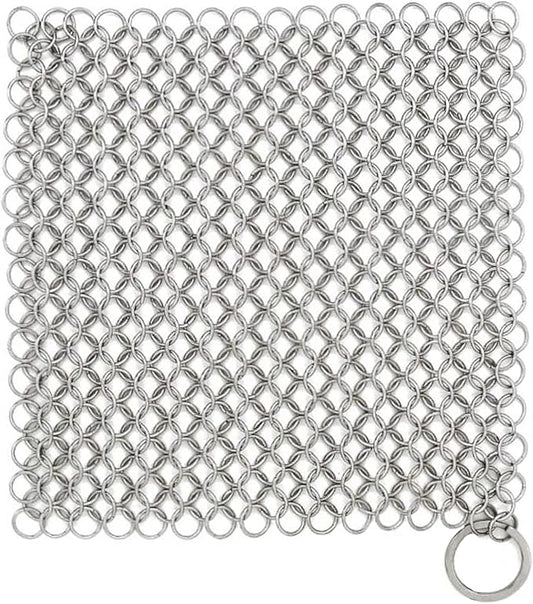 Zylark Cast Iron Scrubber Chain - Cast Iron Cleaner Scrubber - Chain Mail Scrubber Cast Iron - Chainmail Scrubber - Skillet Cleaner - Pan Scrubber for Cookware