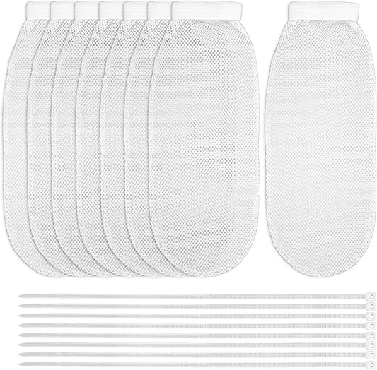8 Pieces Lint Traps for Washing Machine Hose Nylon Mesh Lint Traps with 8 Pcs Tie Strap, Laundry Washer Drain Lint Catcher Discharge Hoses Filter Fits All Washing Machines