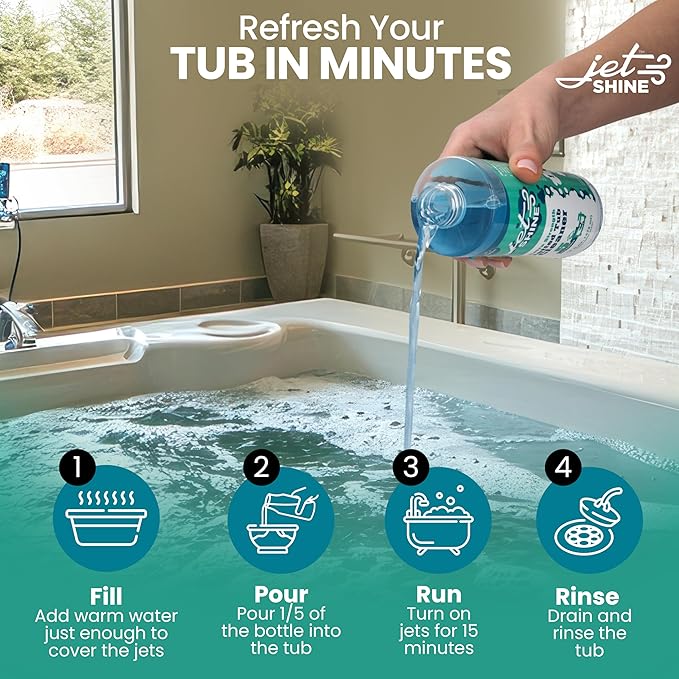 Jetted Tub Cleaner for Jacuzzi, Bathtubs, Whirlpools - 1 Pack, 16oz Sage Scented Jacuzzi Tub Cleaner to Help Clean Dirt and Soap Buildup, 5 Cleanings per Bottle