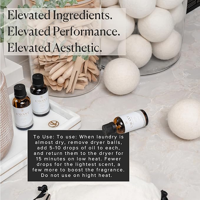 L’Avant Collective | Essential Oils for Laundry - Dryer Balls Scents – Scented Fragrance Essential Oil Drops | Fresh Linen Laundry Oil - Lavender Geranium Essential Oil Blend w/Ylang Ylang & Bamboo