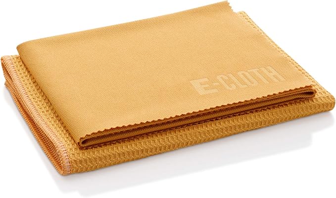 E-Cloth Microfiber Cleaning Cloth Glass Kit - Streak-Free Window & Glass Cleaning - Reusable Microfiber Towels for Cars, Windows, Mirrors & More - Tangerine Orange