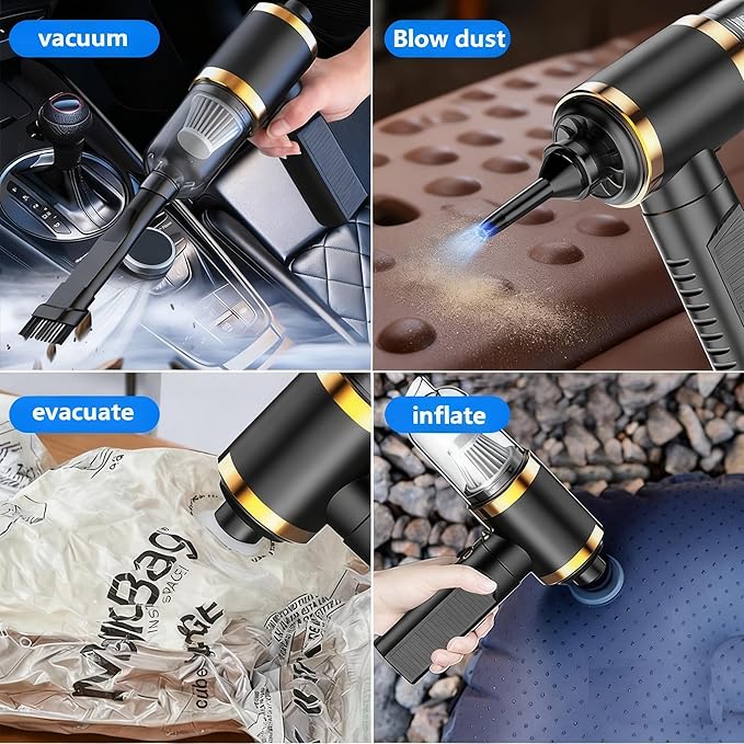 BGGJJ Car Vacuum Portable Cordless,Car Vacuum Cleaner high Power, Home Handheld Vacuum 30Mins with Battery,Orange Portable Vacuum Cordless 5000mAh,15000Pa Strong Suction.(Orange)