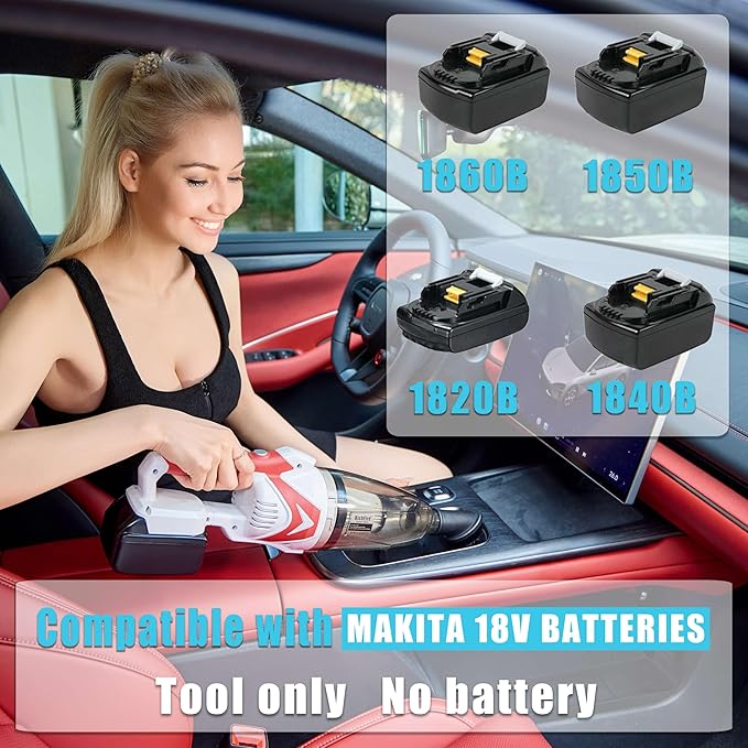 RichFire Cordless Vacuum Cleaner for Makita Battery,Wireless Handheld Power Vacuum Cleaner for Home, Boat, Workshop, Pet Hair, Furniture Cleaning(Tool Only No Battery)