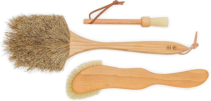 Redecker Garden Furniture Brush with Oiled Beechwood Handle, Strong Plant-Based Bristles. Hanging Loop, Made in Germany
