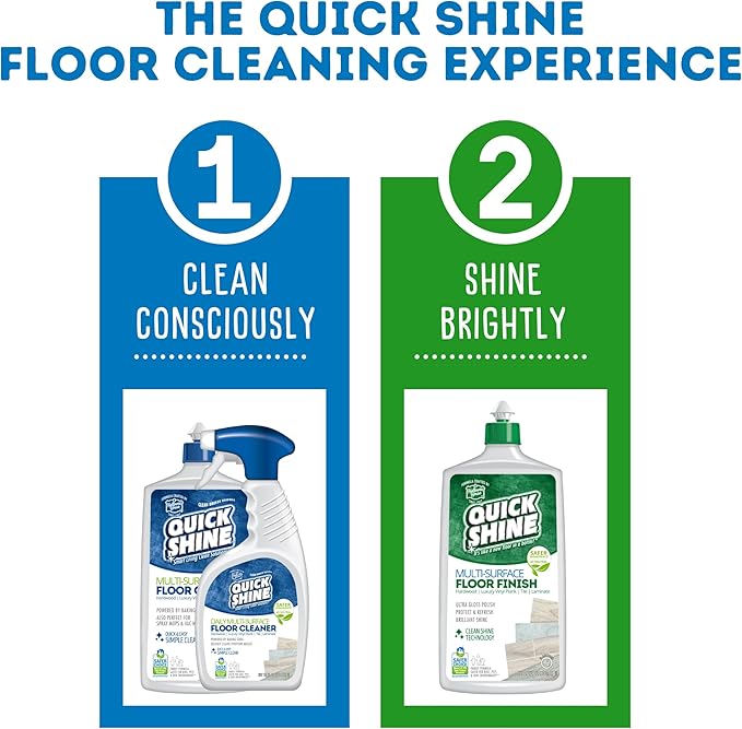 Quick Shine Multi Surface Floor Cleaner 27oz, 6Pk | Ready to Use-Streak Free- No Rinse | Use on Hardwood, Laminate, Luxury Vinyl Plank & Stone | Use in Spray Mops & Vac Mops | Safer Choice Cleaner
