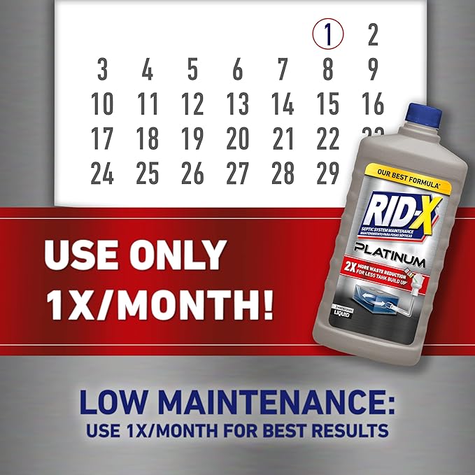 RID-X Septic Tank Treatment Platinum Liquid – 3 Month Supply - Our Best Formula with x2 More Waste Reduction