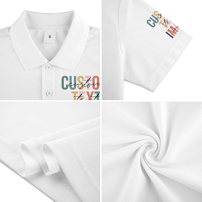 Personalised Polo Shirt Custom Work Shirts for Men Women Printed Text or Logo Working Top, Casual Wear, and Sports Teams