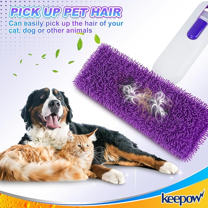 KEEPOW 8 Pack Reusable Mop Pads Compatible with Swiffer Power Mop Replacement Mop Refill Pads for Power Mop Wood Floor Cleaning Microfiber Mop Pads for Hardwood Floors