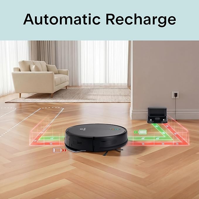 SereneLife Smart Robot Vacuum Cleaner and Mop Combo, Pro Edition with Upgraded Battery, Extreme Suction, Internal Water Tank - App Control, Ideal for Pet Hair, Carpet and Hard Floors, Black