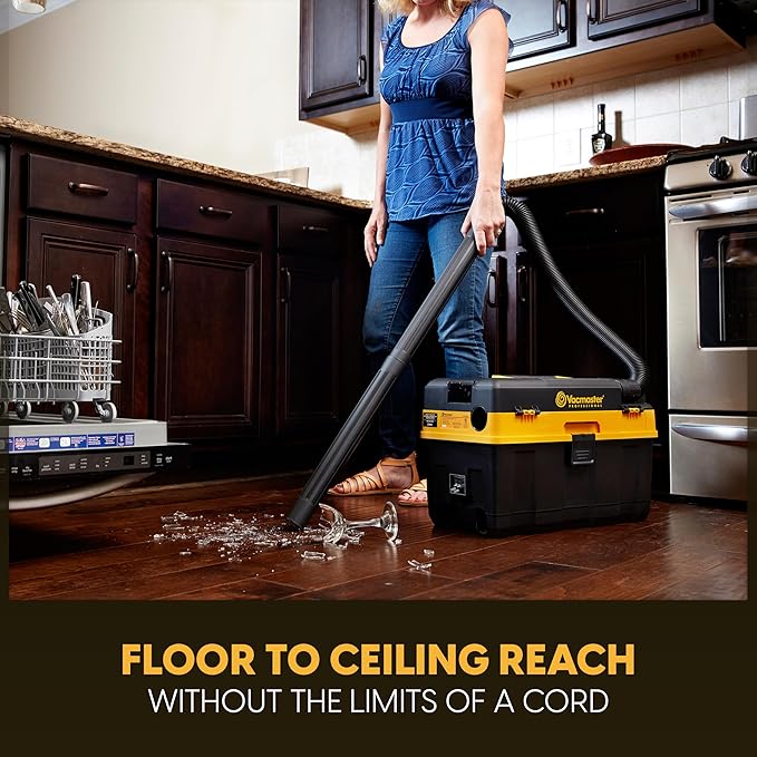 Vacmaster Professional 4-Gallon 24V MAX Cordless Wet/Dry Shop Vacuum with 4.0Ah Battery - DVTB244 0201