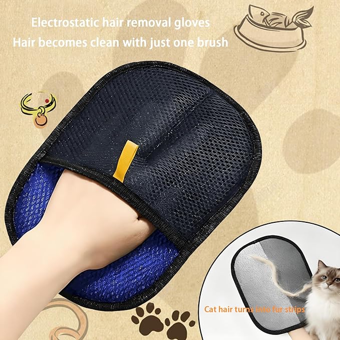 Yehenarn Pet Hair Remover Glove, 3PCS Cat Dog Hair Remover, Magic Electrostatic Pet Hair Brush Glove, Reusable Pet Hair Removal Tool for Furniture, Clothes, Couch, Bed, Carpet, Car Seat