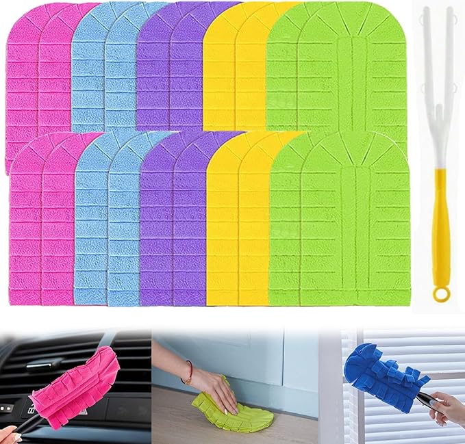 360° Electrostatic Duster Refills with Duster Handles, Reusable Duster Refills Washable Hand Duster, for Cleaning, Office, Ceiling Fan (1 Handle + 20 Refills)