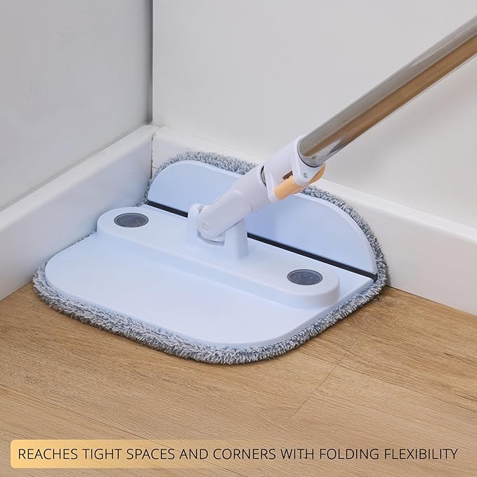 True & Tidy® TrueClean Mop and Bucket System Plus with New Easy Lift Inner Bucket, Self Wringing, Separates Clean from Dirty Water, Folding Mop Head, Dual Brush System, 6-pc Machine Washable Pads