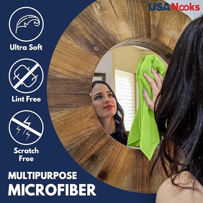 USANOOKS Microfiber Cleaning Cloth Light Green - 50 Pcs 12.5"x12.5" - High Performance - 1200 Washes, Ultra Absorbent Towels Weave Grime & Liquid for Streak-Free Mirror Shine - Car Washing Cloth