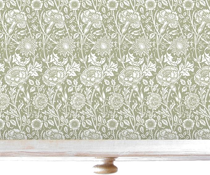 The Master Herbalist Fragrant Fresh Linen Scented Drawer Liners in a SAGE Green | William Morris Design| Pack of 5 Sheets (Folded) | Contains Essential Oils | Made in The UK