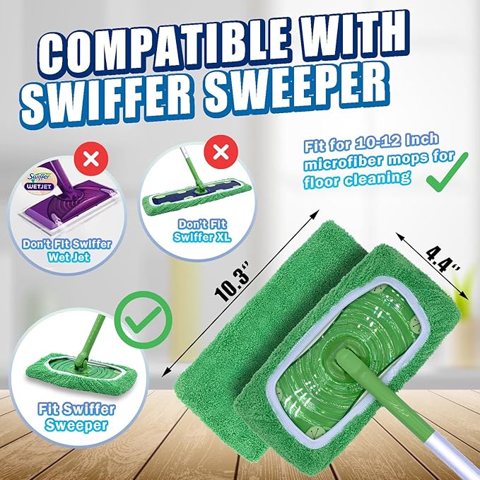 RuannoClean Reusable Mop Pads Compatible with Swiffer Sweeper Mop, Washable Wet Mop Pads Refills, Dry Sweeping Cloths, Microfiber Mops for Floor Cleaning -8 Pack