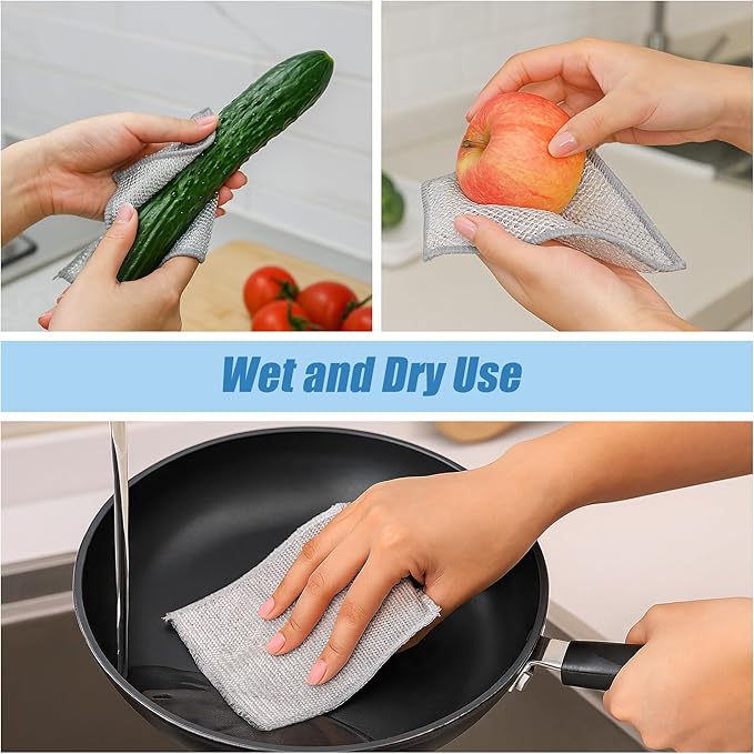 Non Scratch Wire Dishcloth Multipurpose 30PCS - Kitchen Wire Dishwashing Rag Sets Bathroom Home Steel Wool Scrubber Essentials Towels Cleaning Pads Supplies,for Dishes Sinks, Dishes, Stove Top Tools