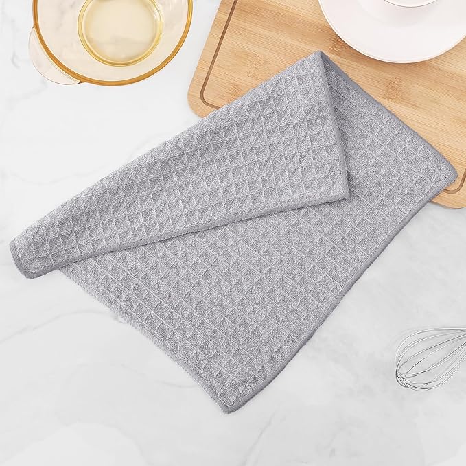 Homaxy Microfber Wafle Weave Kitchen Dish Cloths, 12 x 12 Inch Ultra Absorbent and Solid Color Dish Towels for Kitchen Fast Drying Dishcloth for Washing Dishes, 6 Pack, Gray