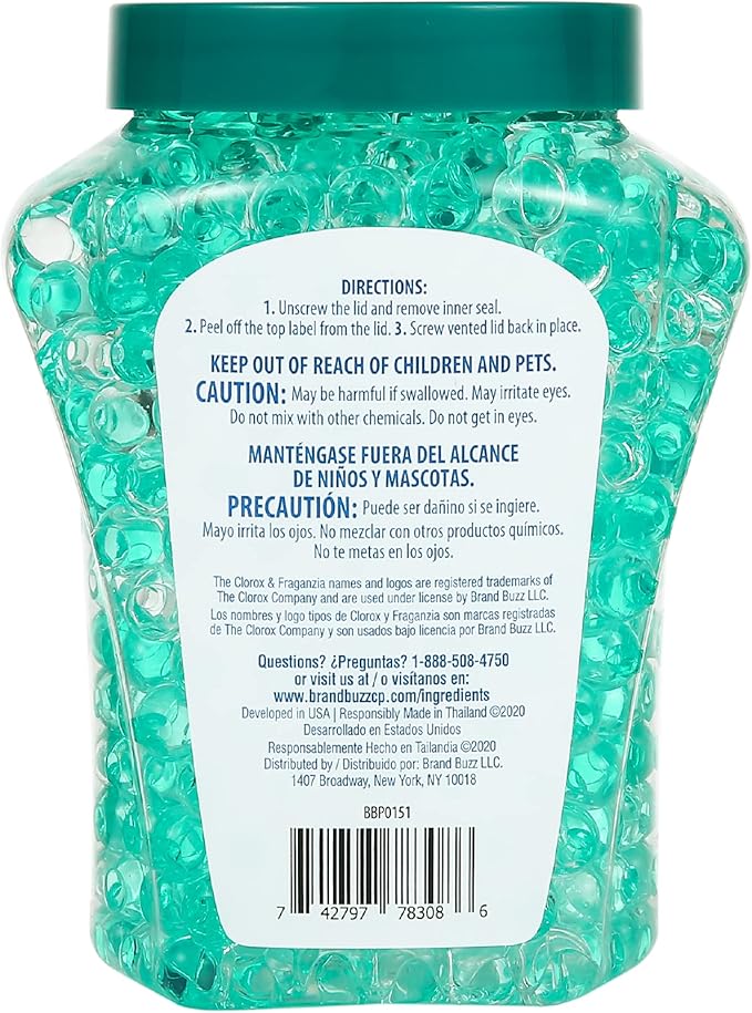 Clorox Fraganzia Crystal Beads Air Freshener in Island Orchid Scent - Long-Lasting Room Deodorizer - Odor Eliminator Gel Beads to Freshen Home, Car, or Office, 12 Fl Oz - 12 Pack