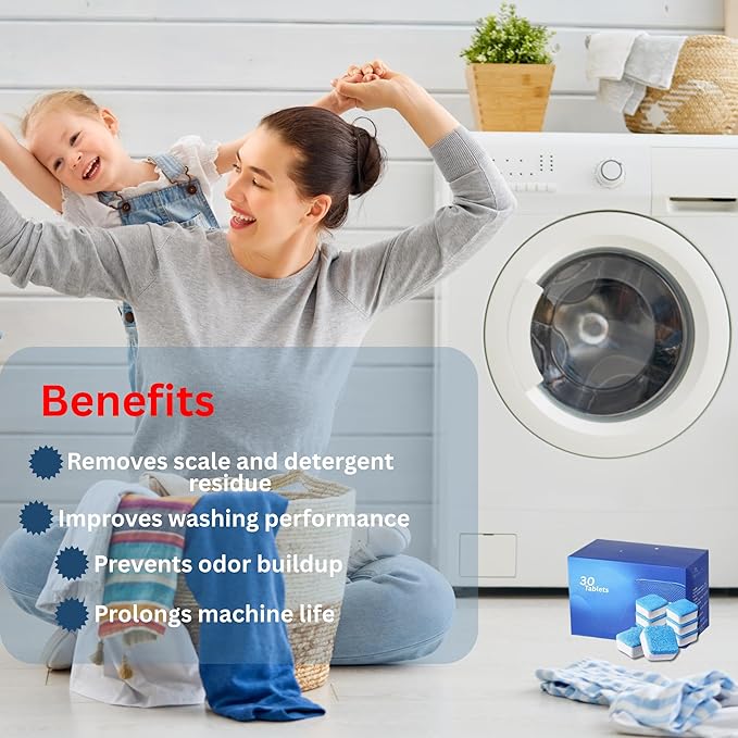 Professional Washing Machine Cleaner Tablets – Deep Clean Formula, Removes Limescale & Odors – 60 Tablets, 2-Pack