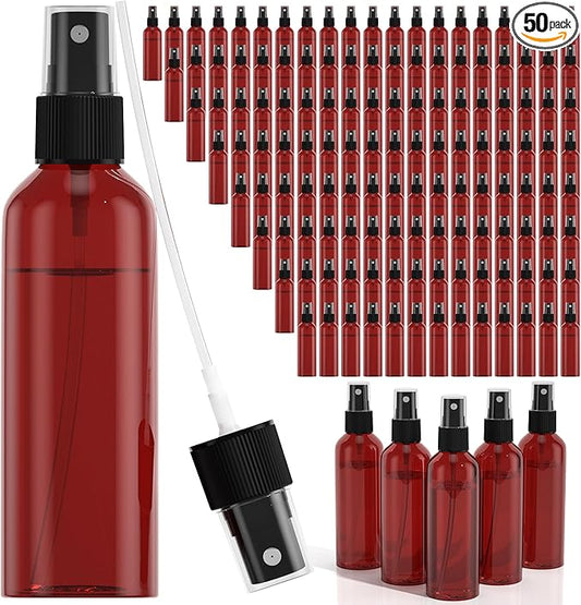 EVANCENT 50Pack 4oz Spray Bottles Plastic, 120ml Small Spray Bottle Bulk Black Fine Mist Sprayer, Portable Empty Refillable Containers Cosmetic Bottles for Plants, Cleaning, Misting & Skin Care-Brown