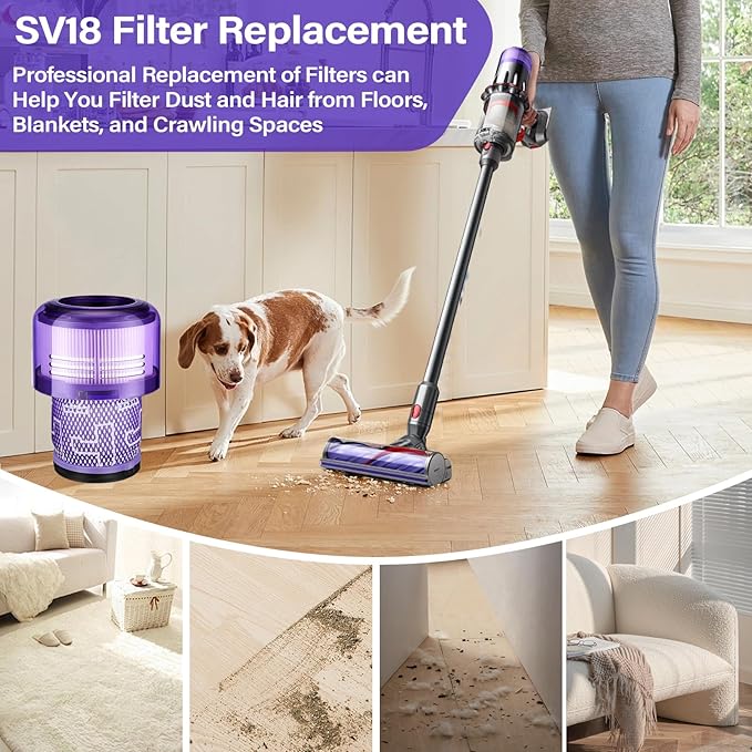 V9 SV18 Filter Replacement for Dyson SV18 Digital Slim/Spare & for Dy-son V9 Motorbar Cordless Vacuum, Part No. 970612-01 V9 Motorbar Vacuum Filter, 3 Pack