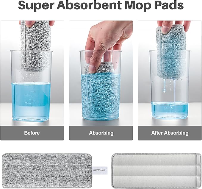 JOYMOOP Flat Mop, Microfiber Floor and Wall Cleaner, 60" Long Handle with 15" Flat Head with a Pad - White