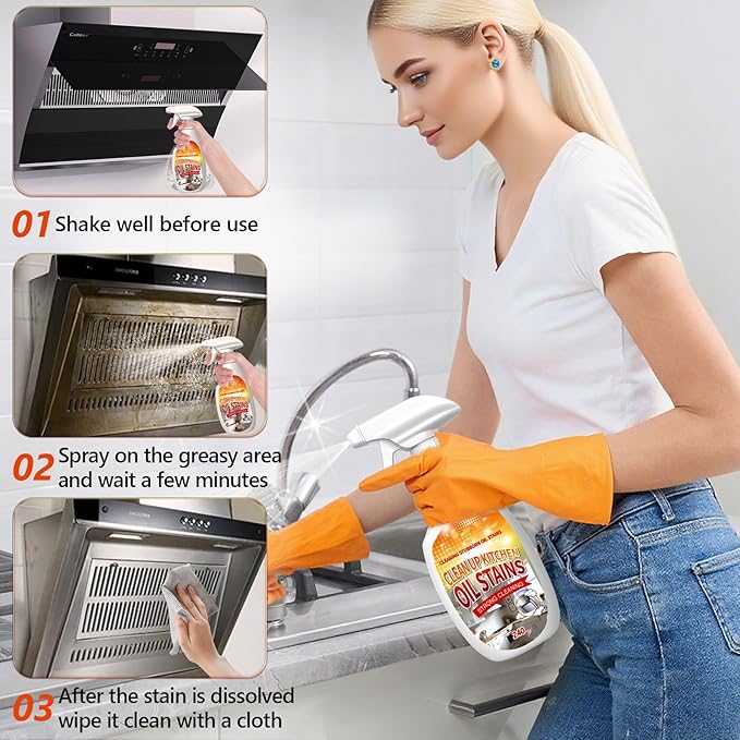 Heavy Duty Degreaser, 2025 New Kitchen Cleaner, Multipurpose Oil Stain Remover, Strong Grill Cleaner for Restaurant, Multipurpose Cleaner Spray for Countertops, Ovens