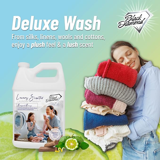 Black Diamond Stoneworks Bergamot Breeze Luxury Scented Laundry Wash, Premium Quality Detergent, Superior Cleaning Performance, Long-Lasting Fragrance, 1-Gallon