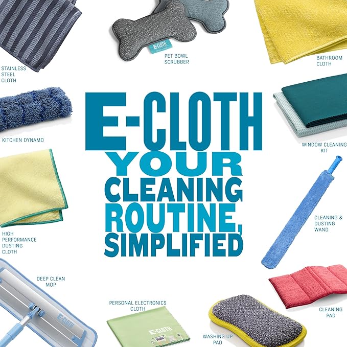 E-Cloth Microfiber Cleaning Cloth Glass Kit - Streak-Free Window & Glass Cleaning - Reusable Microfiber Towels for Cars, Windows, Mirrors & More - Tangerine Orange