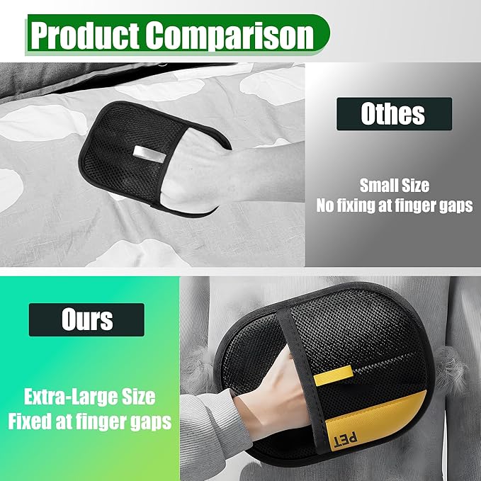 TIKITAKA FTG Pet Hair Removal Glove, 2025 New Upgrade Efficient Pet Grooming, Electrostatic Glove for Cats and Dogs, Reusable Pet Hair Remover Glove (2)