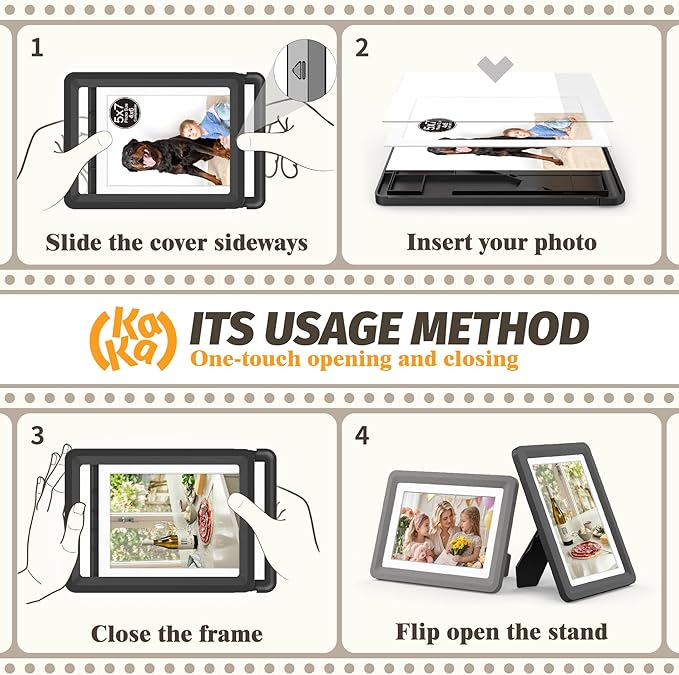 6-Pack 5x7 Picture Frame or 4x6 with Mat – Shatterproof Plastic Photo Frame for Family, Nursery, and Playroom, Wall & Tabletop Picture Frames for Home, Office, Safe & Lightweight Design in Cloud Gray