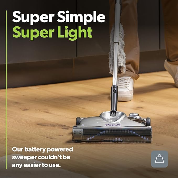 Gtech SW02 Cordless Lithium Carpet and Hardwood Floor Sweeper - Cordless Adjustable Vacuum - Up to 60 Minutes of Runtime - Rechargeable 7.2v Li-ion Battery - Lightweight (3.5 lbs.)