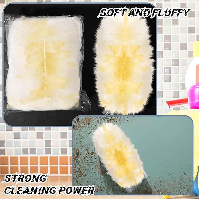 Vesici 150 Pcs Duster Refills Compatible with Swiffer Dusters Bulk Disposable Replacement Thickened with 1 Handle Heavy Duty for Cleaning, Office (Yellow)