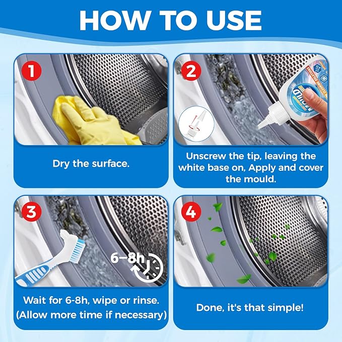 Mosconly Mold Stain Remover Gel, Heavy Duty Washing Machine Cleaner, Multifunctional Stain Remover, Use on Home Sink,Toilet, Washing Machine, Seal Bathroom, Tile Grout Stains (8 Fl oz)