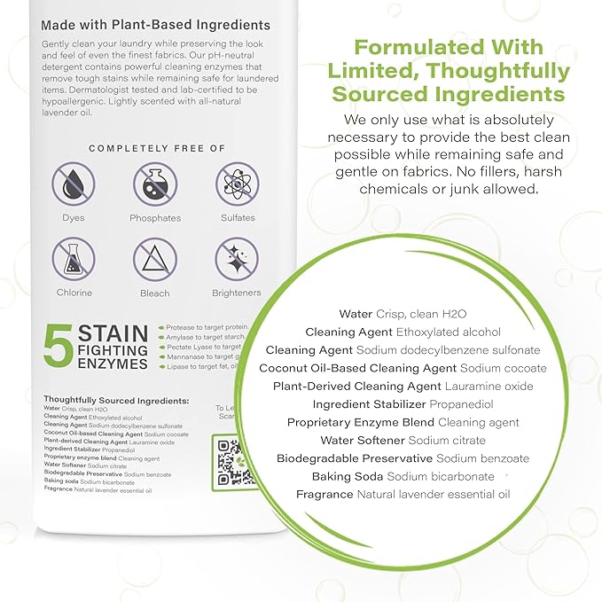Heritage Park Luxury Laundry Detergent | Dermatologist Tested Plant based Natural & Enzyme Laundry Detergent | Sensitive Skin Friendly - Lavender Mist (4 fl oz Trial Size)