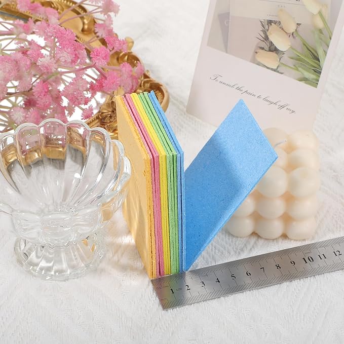 LIQWEI 15 Pcs Cellulose Sponges Kitchen, 5 Colors Non-Scratch Colorful Sponges, Compressed Sponge Kitchen Multipurpose Kitchens Sponge Pack for Kitchens, Bathroom, Cars, Funny Cut-Outs DIY