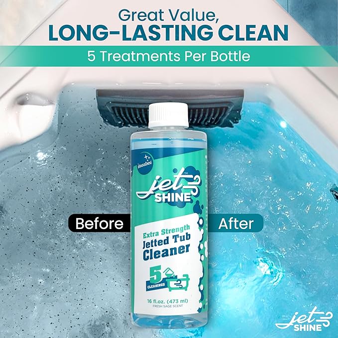 Jetted Tub Cleaner for Jacuzzi, Bathtubs, Whirlpools - 1 Pack, 16oz Sage Scented Jacuzzi Tub Cleaner to Help Clean Dirt and Soap Buildup, 5 Cleanings per Bottle