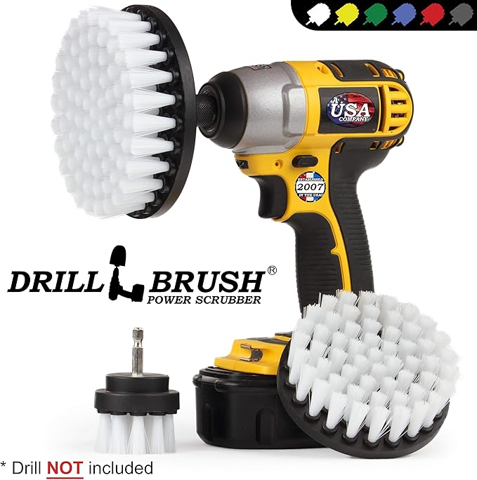 Car Accessories - Drill Brush Attachment for Washing, Wheels, Mats, Detailing - Carpet and Upholstery Cleaner - Boat and Kayak Hull Accessories - Glass and Fiberglass Cleaner