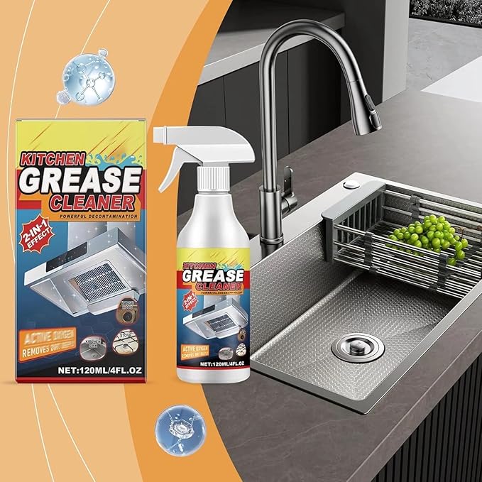 Powerful Kitchen Grease Cleaner, Powerful Clean Kitchen Oil Stains Spray, Heavy Duty Degreaser Cleaner Spray, All Purpose Heavy Oil Cleaning Agent, Kitchen Foam Cleaner Stubborn Stains Cleaner (1)