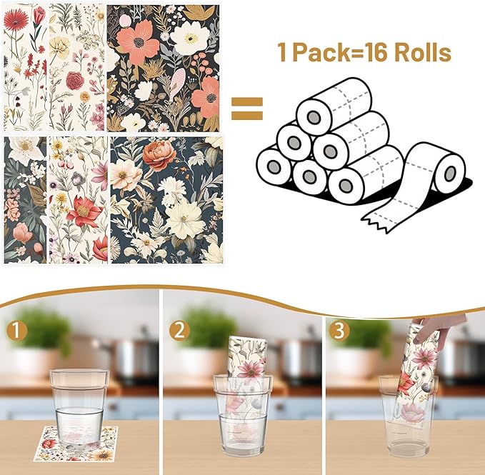 Swedish Dishcloths for Kitchen, 6PCS Vintage Floral Swedish Dish Cloths Gift Set, Flower Reusable Washable Absorbent Dish Towel for Home Cleaning(7.8 X 7 Inches)
