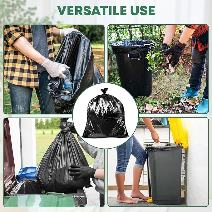 60 Gallon Trash Bags for Toter | (50 Bags w/Ties) 60 Gallon Trash Bags | X-Large Garbage Bags | Extra Large Leaf Bags | Commercial Trash Bags
