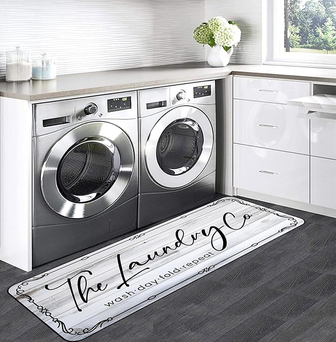 Laundry Room Rug Runner 20"X59" Non Slip Farmhouse Mats Organization and Washable Floor Long Rugs for Laundry Room Accessories Mudroom Kitchen Bathroom Area Rugs Decor
