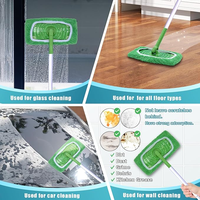 RuannoClean Reusable Mop Pads Compatible with Swiffer Sweeper Mop, Washable Wet Mop Pads Refills, Dry Sweeping Cloths, Microfiber Mops for Floor Cleaning -2 Pack