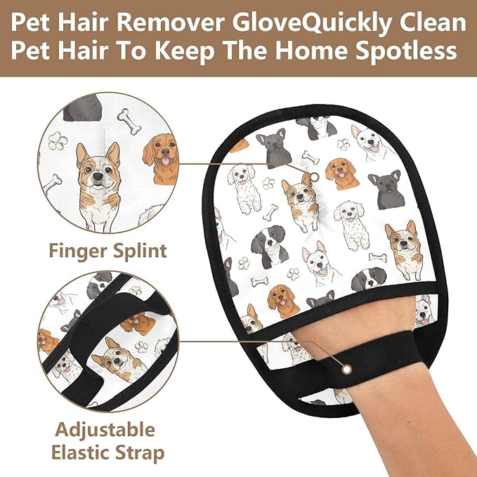 I·D Good Figure Pet Grooming Gloves Reusable Dog & Cat Hair Remover for Furniture, Car Interiors Multi-Surface Deshedding Tool for Carpets, Bedding & Home Cleaning